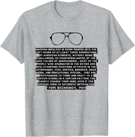 KGB-Abtrünniger Yuri Bezmenov: Warnung an den Westen vor Marxismus T-Shirt Y2k Personalisiertes Weiches Baumwoll-Kurzarm-Shirt mit Spruch – Detail 5