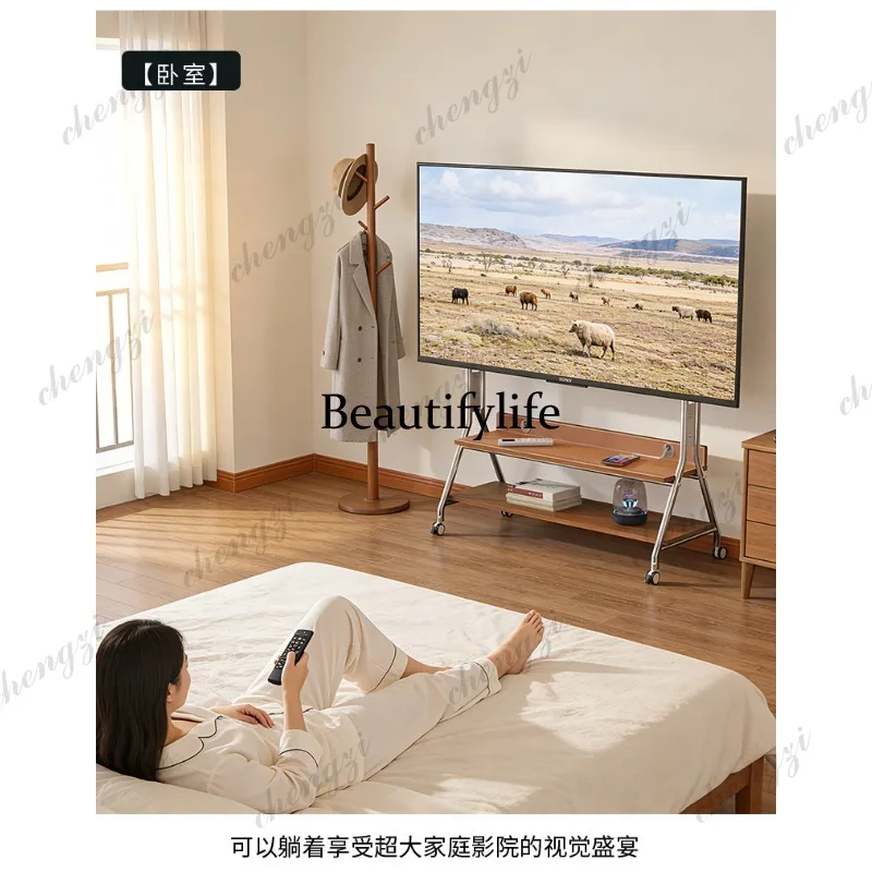 Medieval Bauhaus removable TV stand TV cabinet solid wood adaptation 55/65/85 inch floor pulley 75
