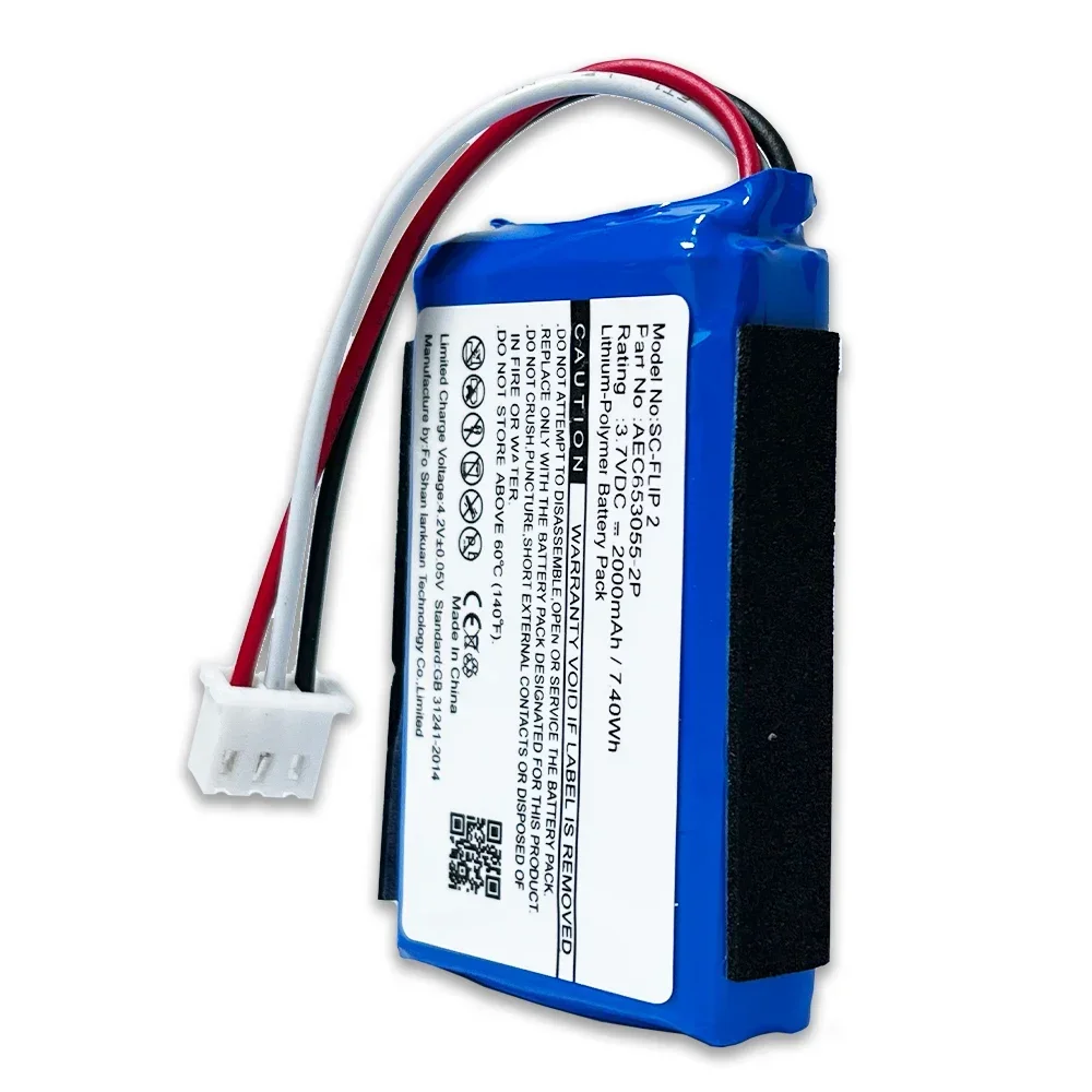3.7V AEC 653055 Baterai Pengganti -2P untuk Speaker Bluetooth JBL Flip 2 2013 Flip II Periksa Konektor Adalah 3 Kabel