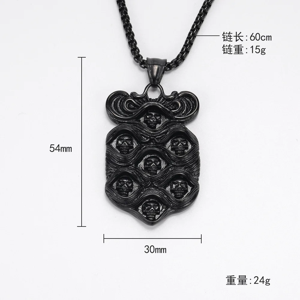 

European and American Punk Hip-hop Style Skull Head Necklace Stainless Steel Ghost Head Men's Pendant Necklace