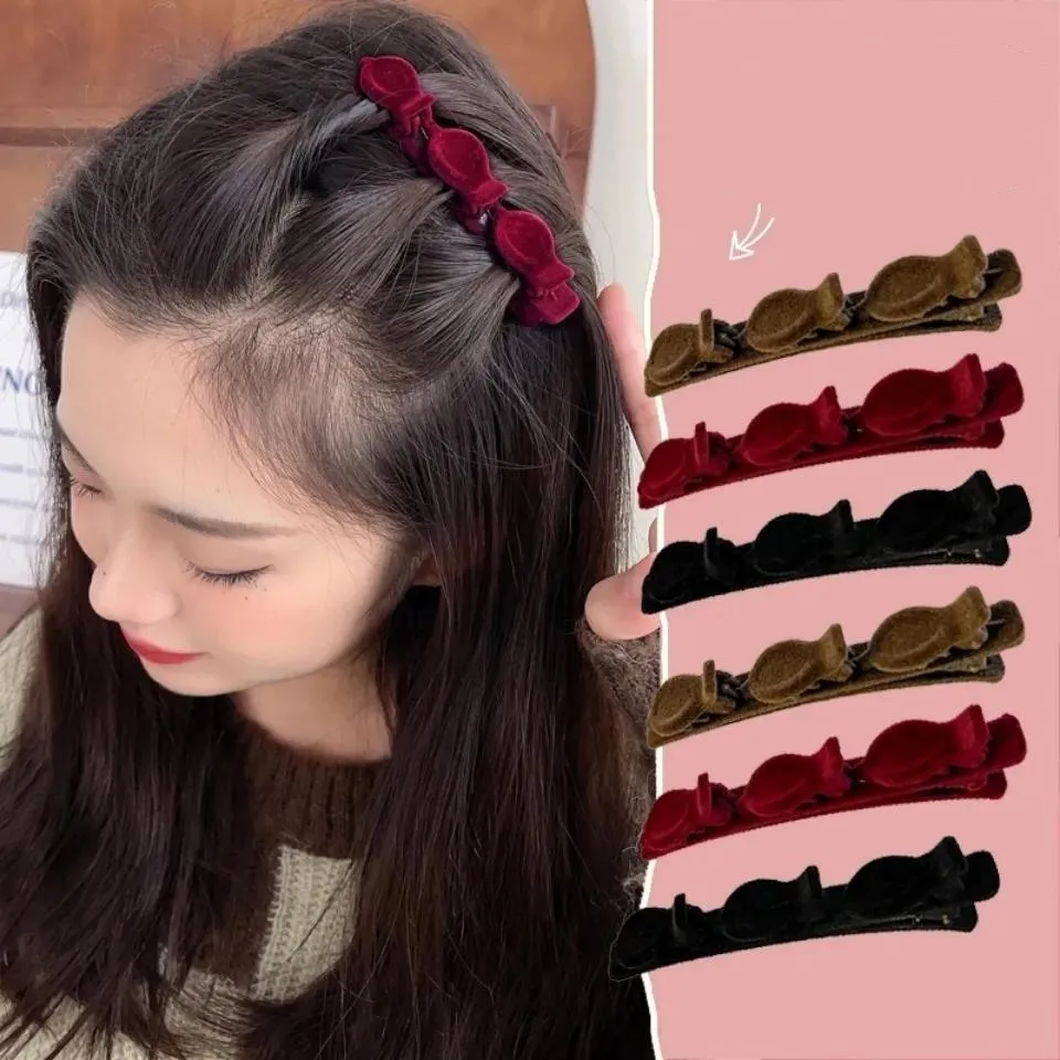 Sparkly Crystal Stone Flower Braided Hair Clips with 3 in 1 Clips Set Barrettes for Women Girls Ins Fashion Hair Styling Jewery