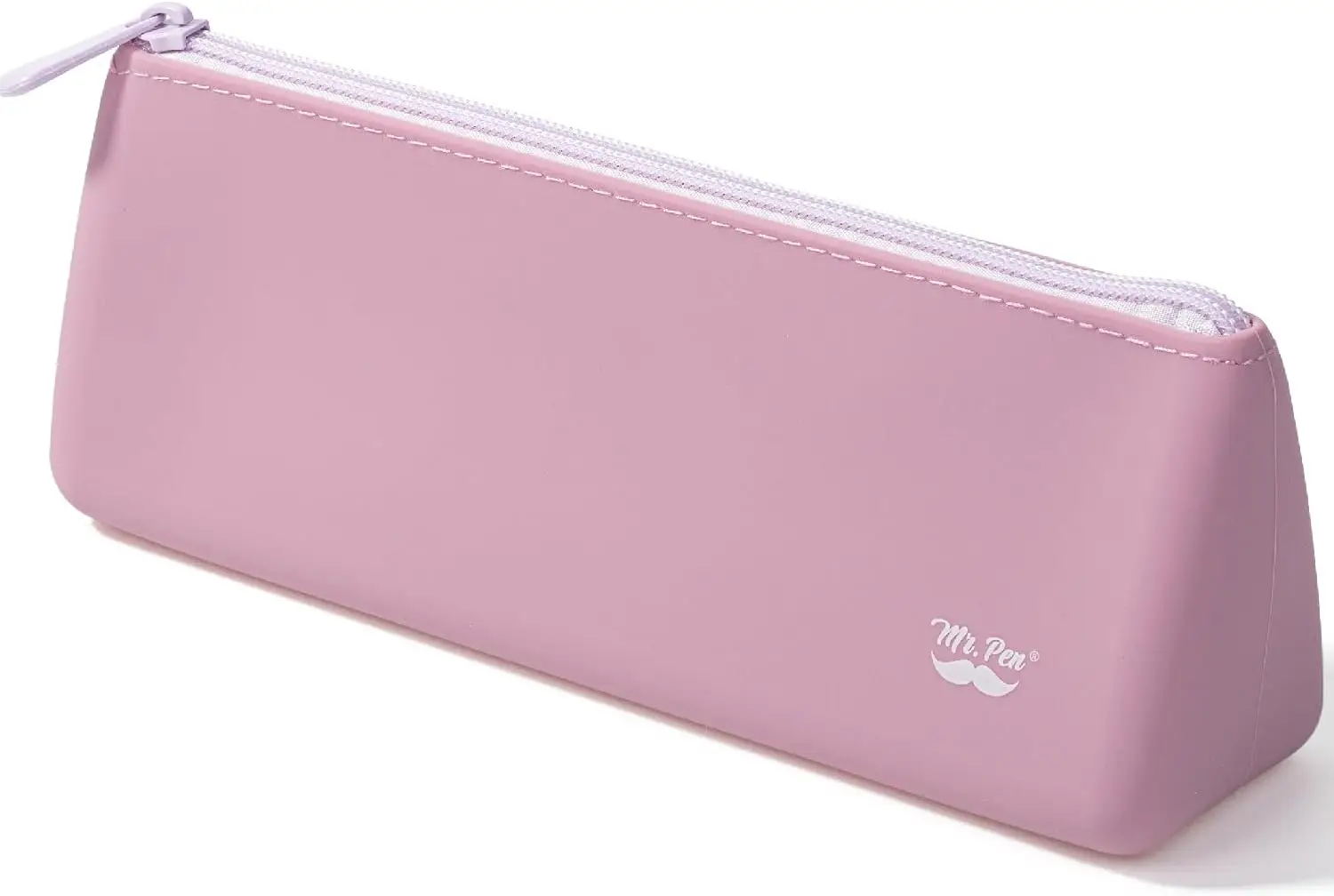 Estuche de Silicona para Lápices, Color Rosa Empolvado | Bolsa de Maquillaje de Silicona Pequeña, Multiusos, con Diseño Triangular Estético