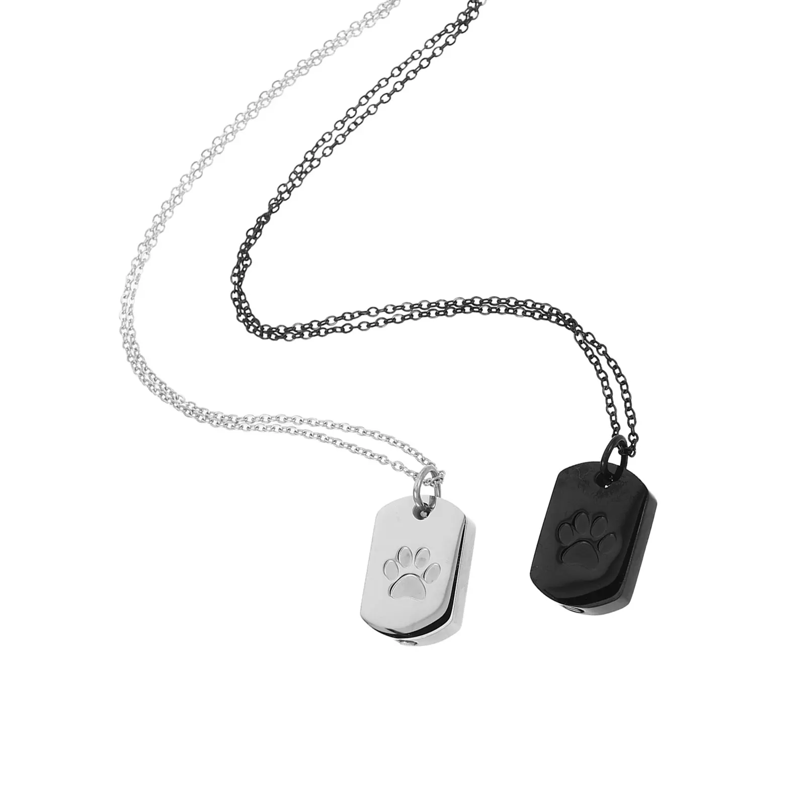 2Pcs Pet Ashes Pendant Paw Urn Necklace Memorial Keepsake Metal Cremation Jewelry Dog Urn Necklace for Ashes Pet Memorial
