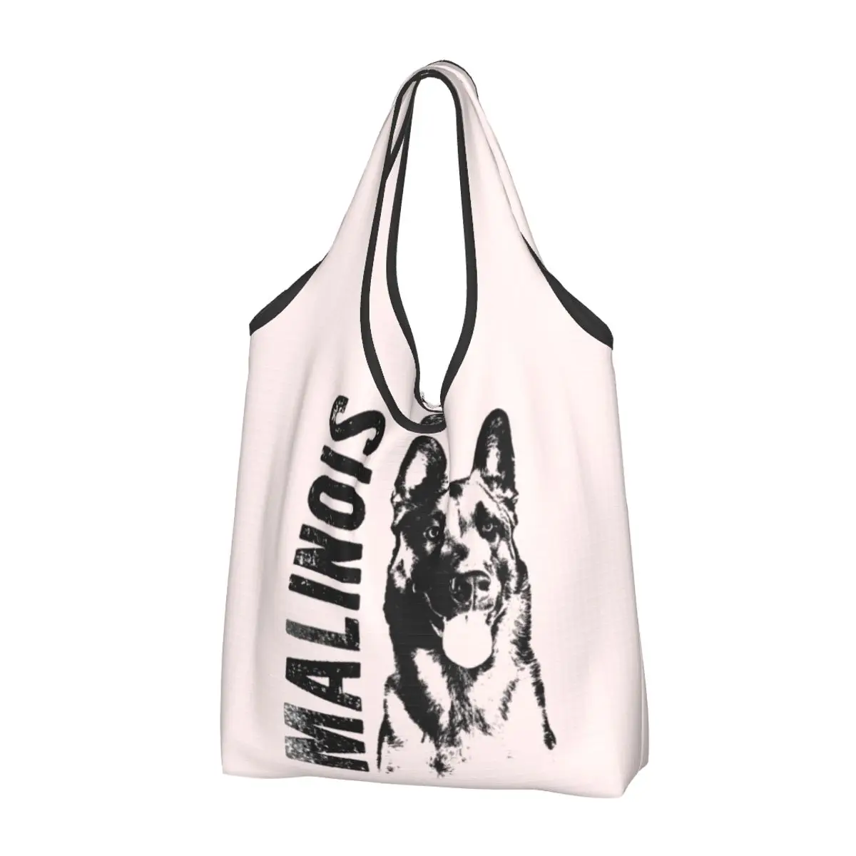 Malinois Dog Belgian Shepherd Mechelaar Groceries Shopping Bag Kawaii Shopper Shoulder Tote Bags Big Capacity Portable Handbag