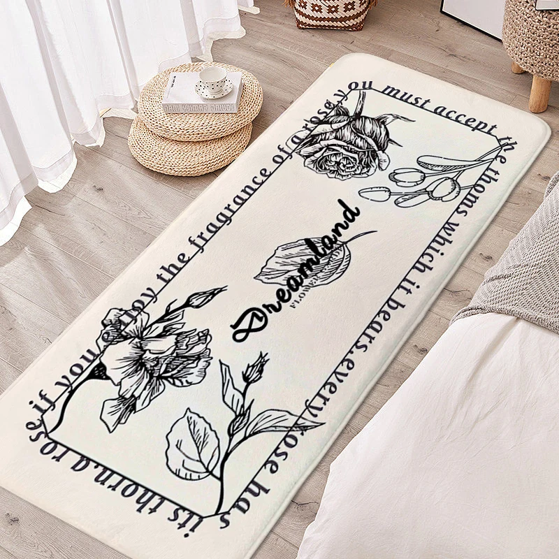 Rug for Bedroom Vintage Flower Aesthetic House Entrance Mat Custom Bathroom Living Room Floor Carpet Anti Slip Home Decorations