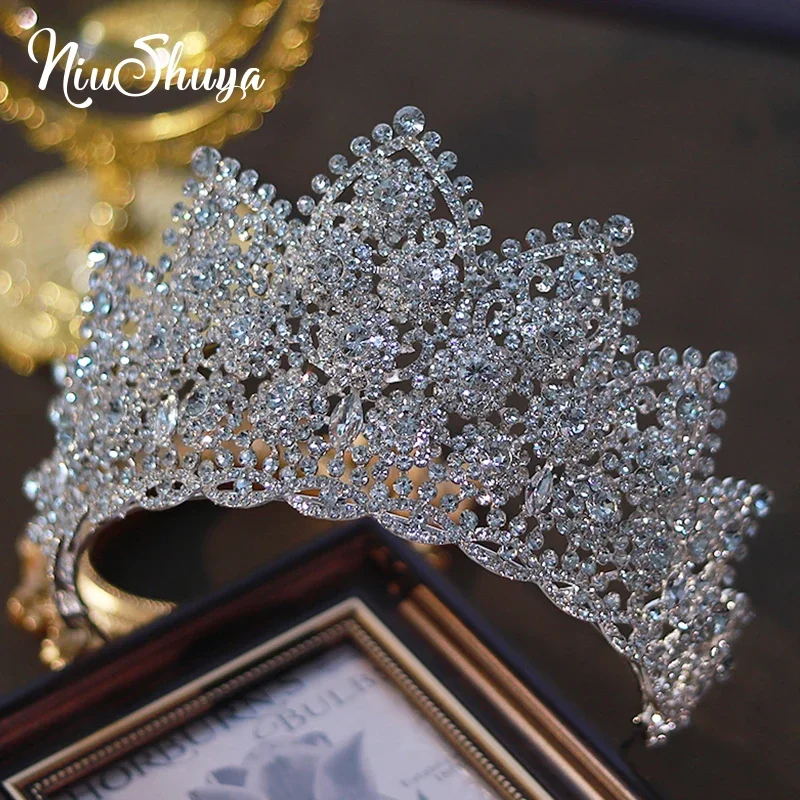 

NiuShuya новый корейский стиль роскошные супер сверкающие стразы большая корона классическое свадебное платье аксессуары для головных уборов