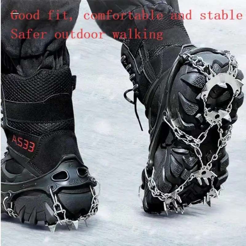 

[AIXI] 24-Tooth Outdoor Mountain Climbing Snow and Ice Anti-Slip Crampons, Manganese Steel Chain + Silicone Non-Slip Shoe Cover