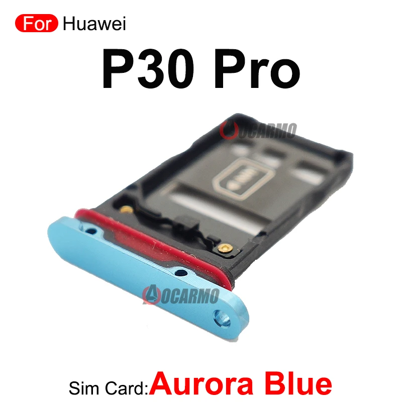 화웨이 P30 프로 라이트 P30Lite P30Pro 용 SIM 카드 트레이 슬롯 홀더 교체 부품, 스카이 오로라 블루 블랙 오렌지 실버 퍼플