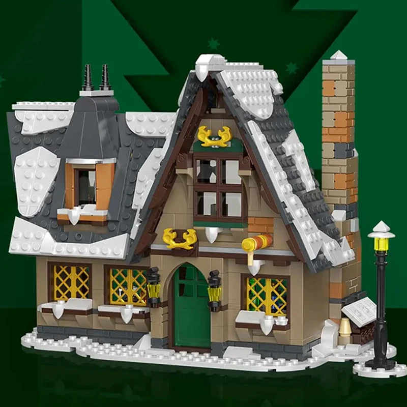 Modular Buildings MOC MouldKing 16049 Christmas Cottage House Model 766PCS Building Blocks Brick Puzzle Toys for Christmas Gift