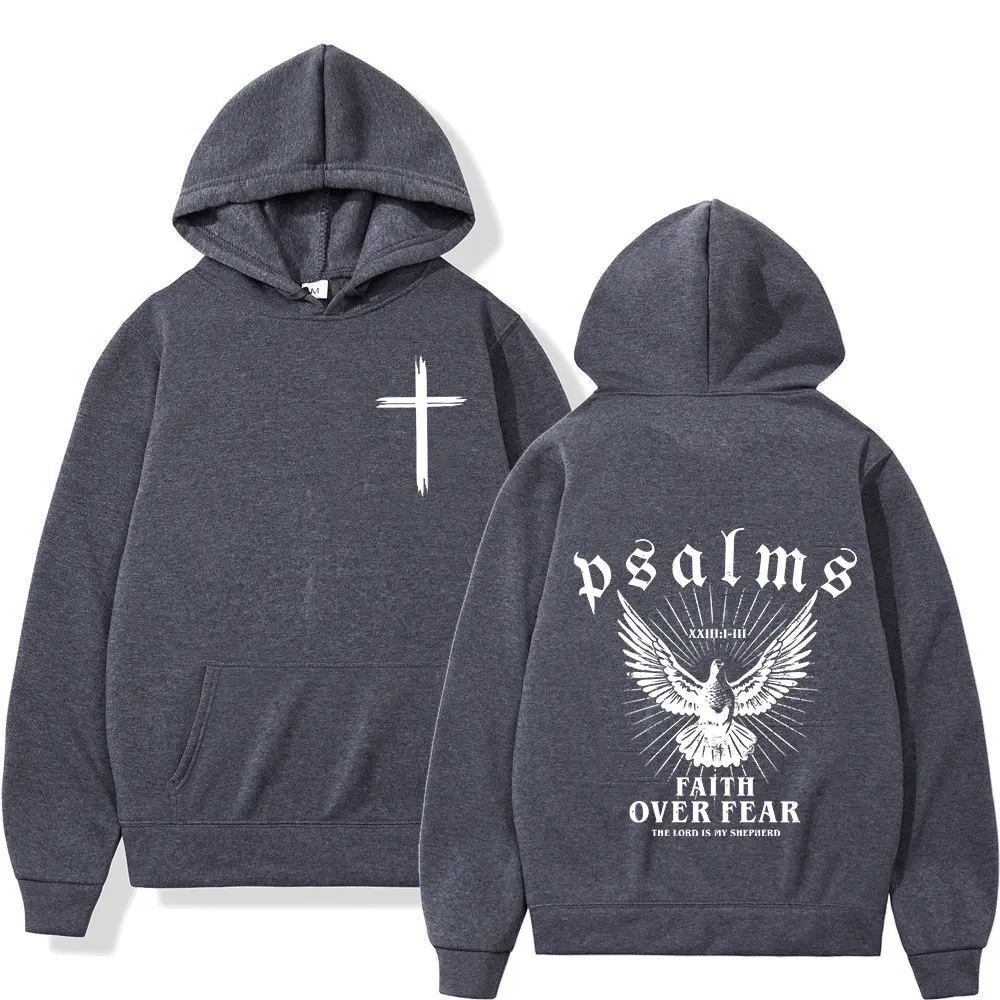 Christian Jesus Faith Over Fear Bible Verse Hoodies Men\'s Women High Quality Sweatshirts Fashion Vintage Pullovers Streetwear