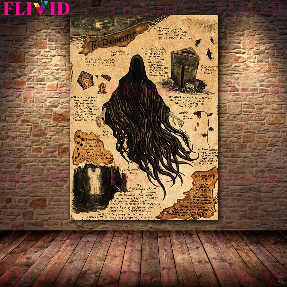 Dementor، Dragon، Basilisk جدار الفن قماش اللوحة الزخرفية رمادي الذئب، فينيكس، ملصق يونيكورن الرئيسي وطباعة ديكور غير المؤطرة