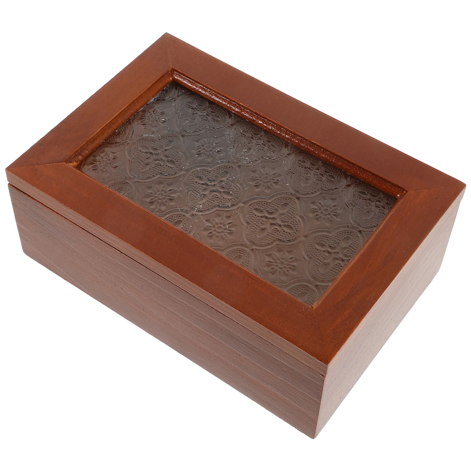 

Винтажная шкатулка для хранения из массива дерева с прозрачной стеклянной крышкой, декоративный органайзер для украшений и мелочей