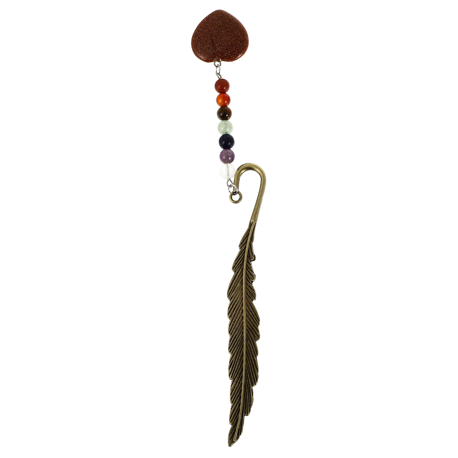 

Decorative Metal Bookmark Natural Stone Plume Design Study Tool Gift for Students Writers Readers Friends Family