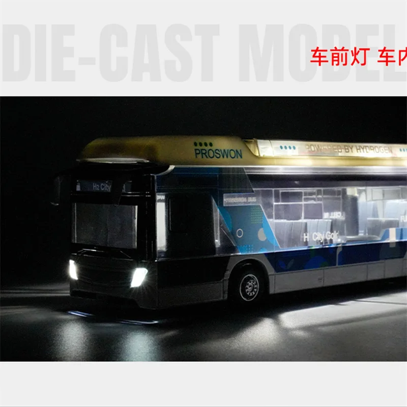 Luxe Nieuwe energie Elektrische Luchthaven Zakelijke Bus Legering Automodel Diecasts Metal City Tour Bus Model Geluid en Licht Kinderen Speelgoed Cadeau