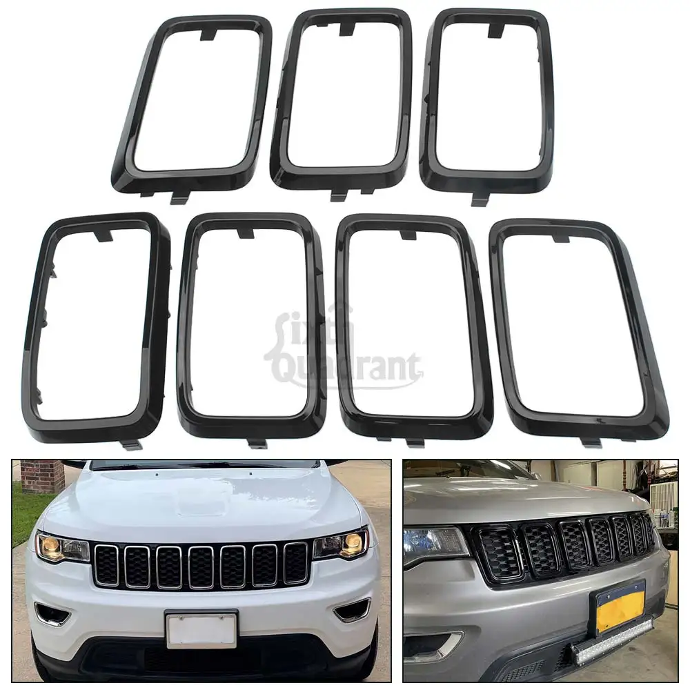 

Новинка, 7 шт./компл., автомобильные аксессуары, передняя решетка, вставленное кольцо, накладка из АБС-пластика, подходит для Jeep Grand Cherokee 2017-2021 # 68317863AA