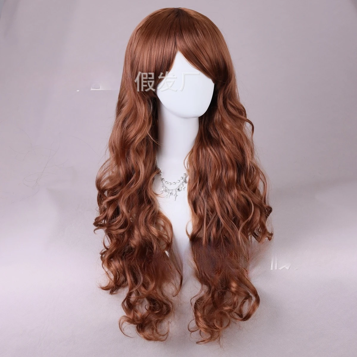 

COS Color Anime Wig Button Mesh High Temperature Silk Universal Oblique Bangs Long Curly Hair Traceless Natural Wig