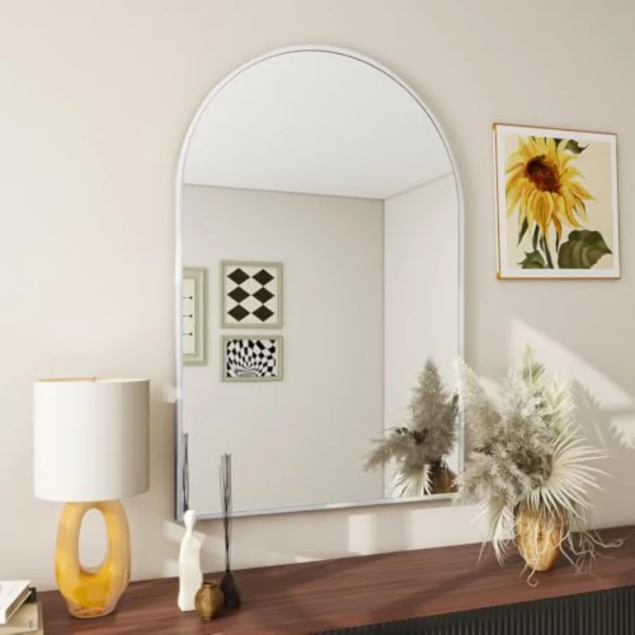 

24"x36" Arch Bathroom Mirror, Wall Mounted Vanity Metal Frame Mirror for Bedroom, Entryway, Living Room