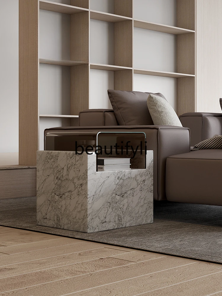 Italian light luxury minimalist natural marble edge modern minimalist creative corner