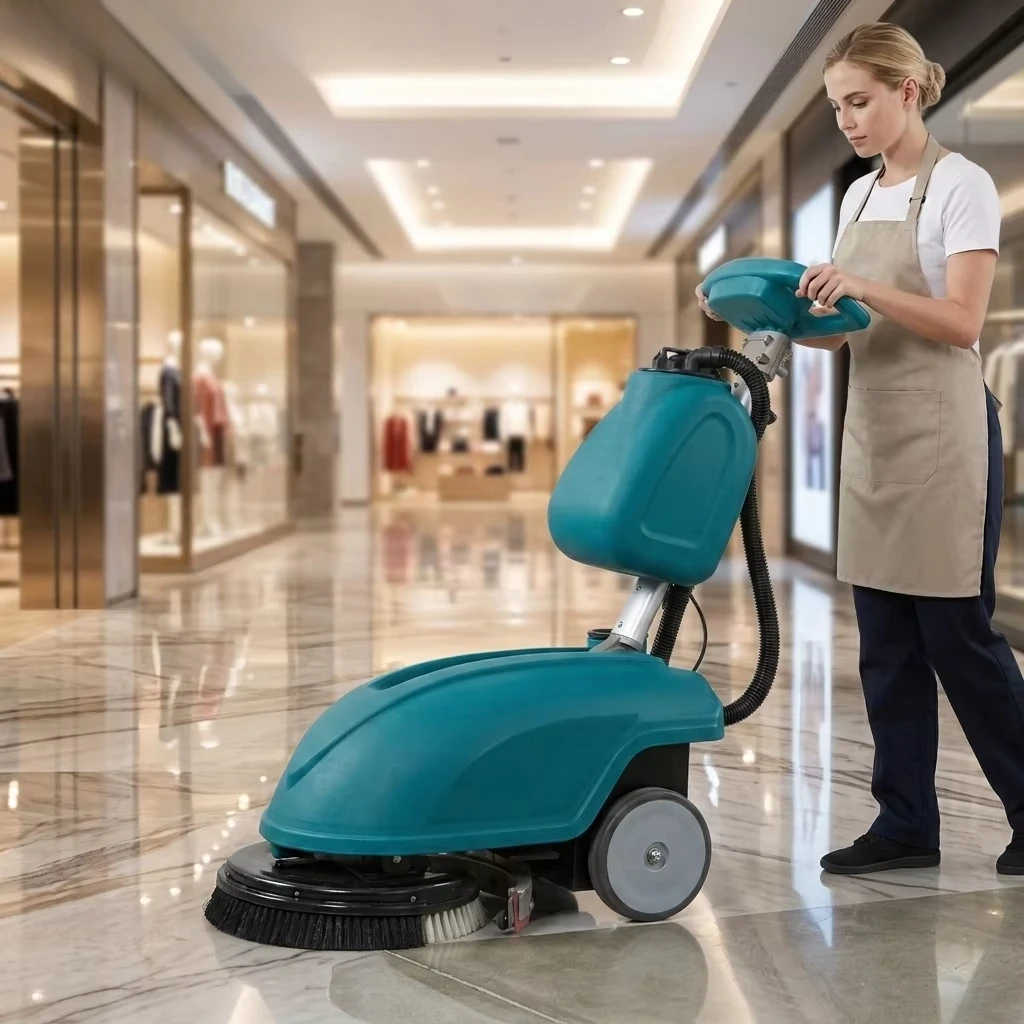 Customized 350 Electric Walk-Behind New Floor Scrubber Power Washer for Hotel and Printing Shop Cleaning Sweeper Machine