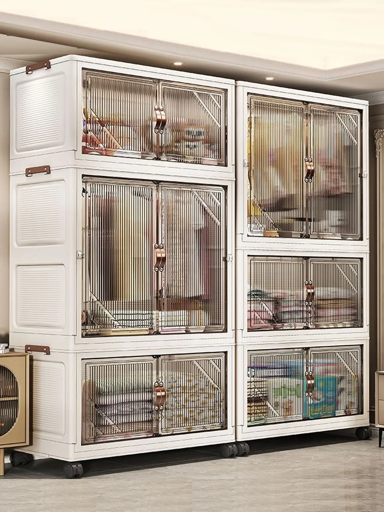 Armário de armazenamento dobrável, organizador de armário multicamadas, armário dobrável multiescena para casa, escritório, solução de economia de espaço