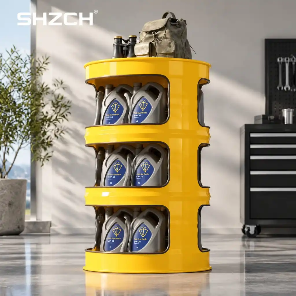 MOMO Iron Shelf Creative Oil Barrel Modification Locomotive Display Cabinet Personalized Industrial Style Shelf Side Table