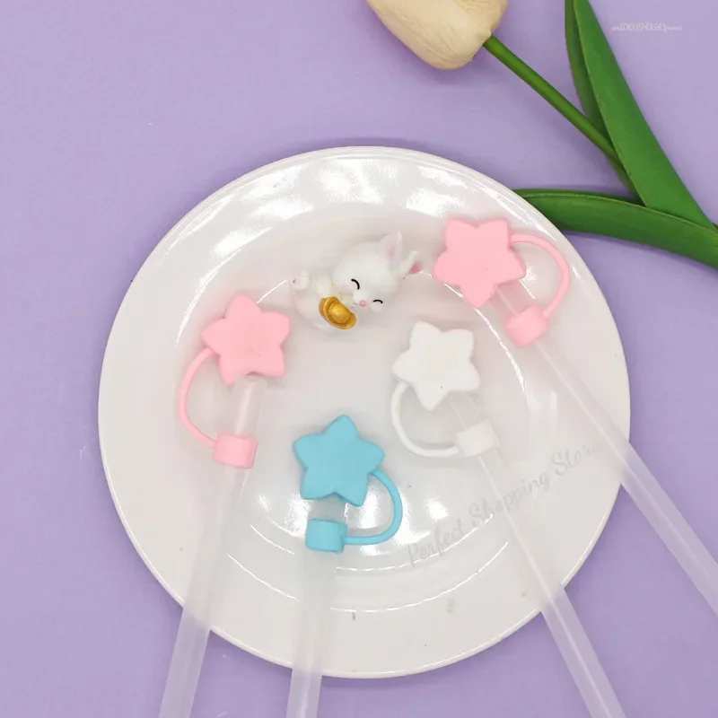 10mm Star Shape Straw Cover Compatible with Stanley 30/40 Oz Tumbler Silicone Star Water Bottle Straw Cover Lid for 10mm view 2