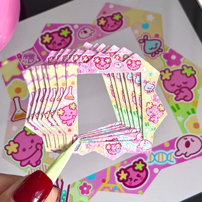 

Original Tamagotchi Paradise Faceplate Stickers Glittery Cute Cartoon Decals For Tamagotchi Virtual Pet Device Kids Collectors