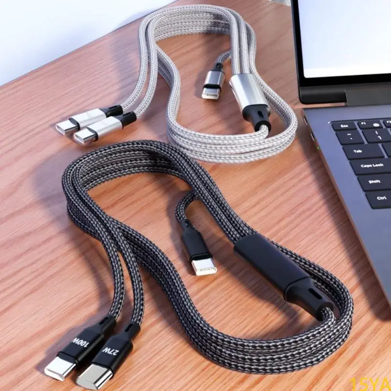 

15ya 2 в 1 USB C To USB C Кабель 100 Вт USB C, чтобы удвоить USB C Зарядное устройство кабель, быстрая зарядка для офиса по