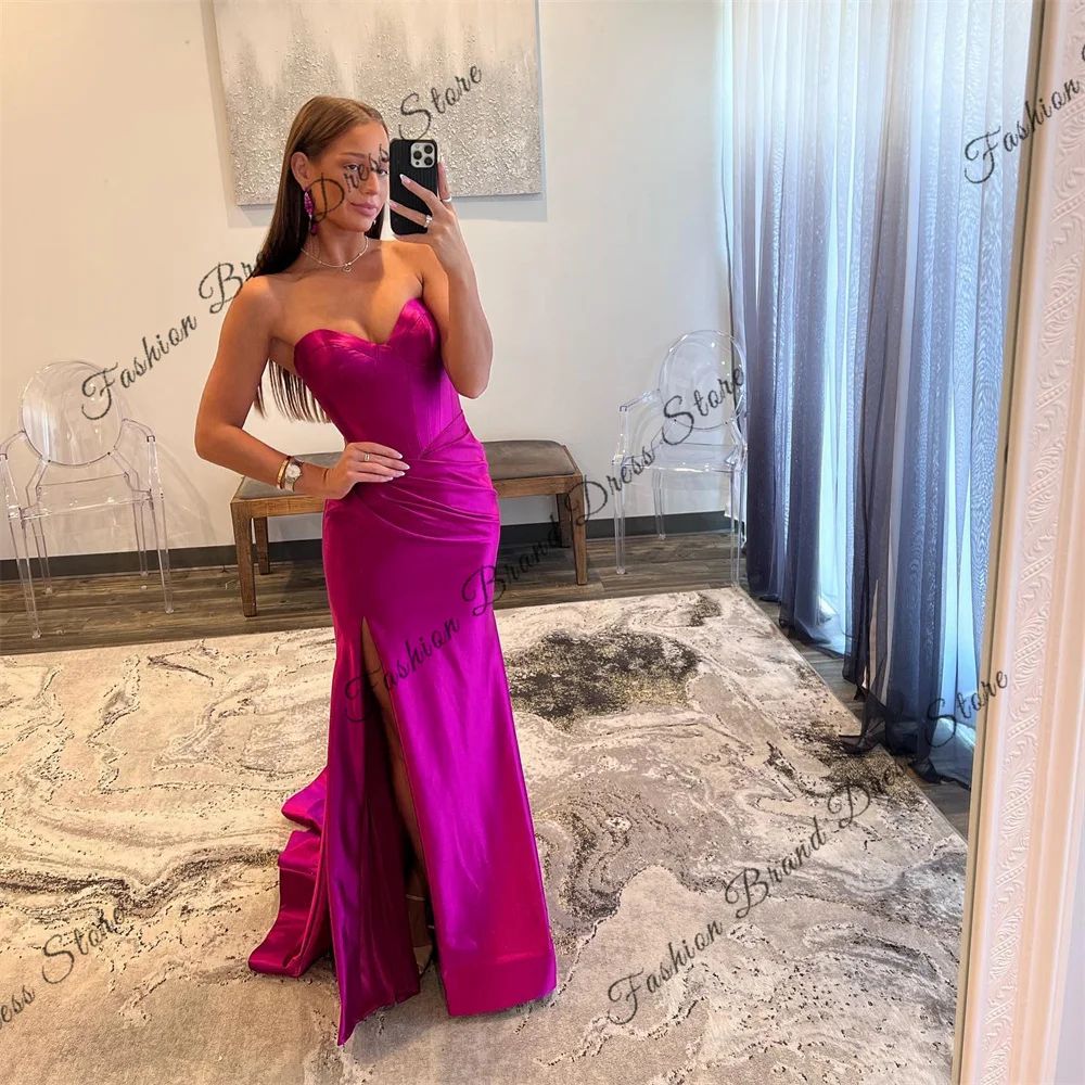 Sexy Sweetheart Mermaid Prom Dresses With Split Sleeveless Evening Gowns Pleated Corset Backless Long Ball Gowns for Women 2024