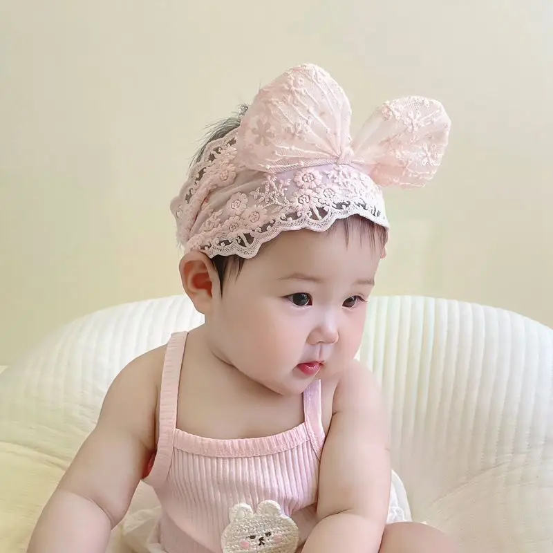 Big Bow Lace Headband para Baby Girl, Korean Sweet Bowknot, Princess Hairbands, Headwear para crianças, Acessório de cabelo