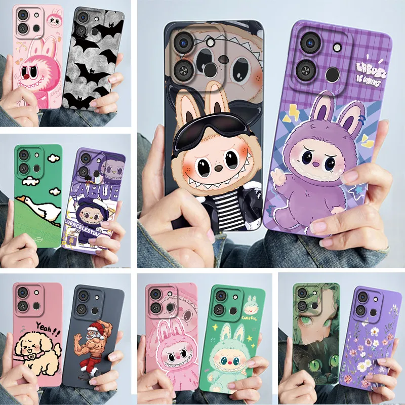 Case For Itel A05S A05 S Matte Shockproof Cartoon Cute Labubu Liquid Silicone Soft TPU Back Cover Shell For ItelA05S Funda Coque