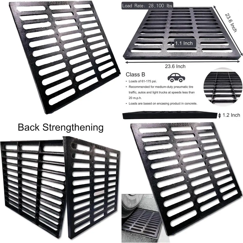 

Сверхмощная чугунная наружная сливная крышка 24x24, класс B, прочная квадратная решетка для подъездных дорог и дворов