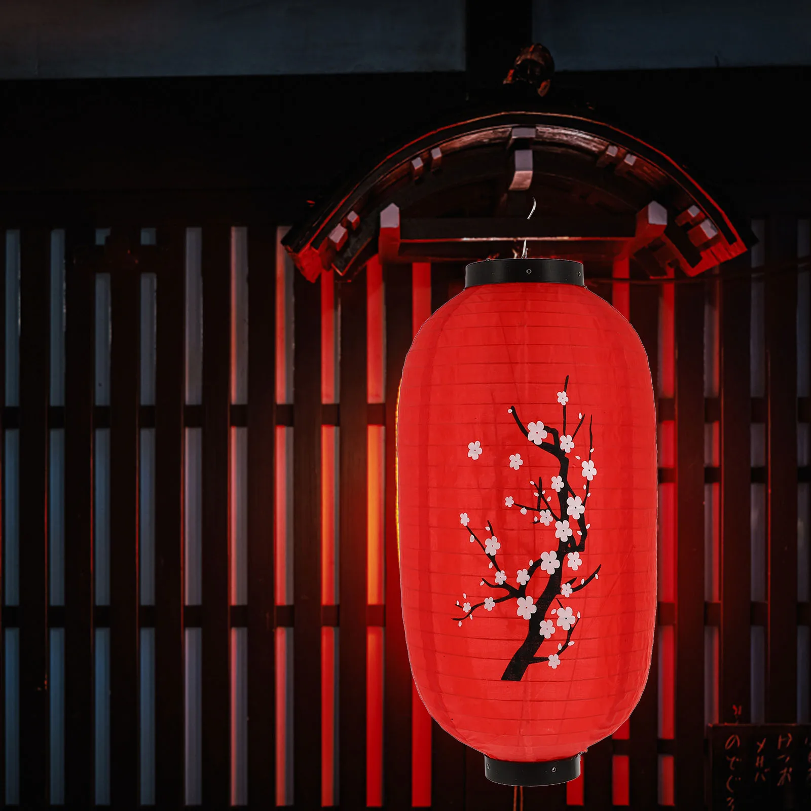

Plum Blossom Lantern 25x48 Silk Waterproof Red Decor Japanese Style Traditional Outdoor Shop Restaurant Solar Lights Festival