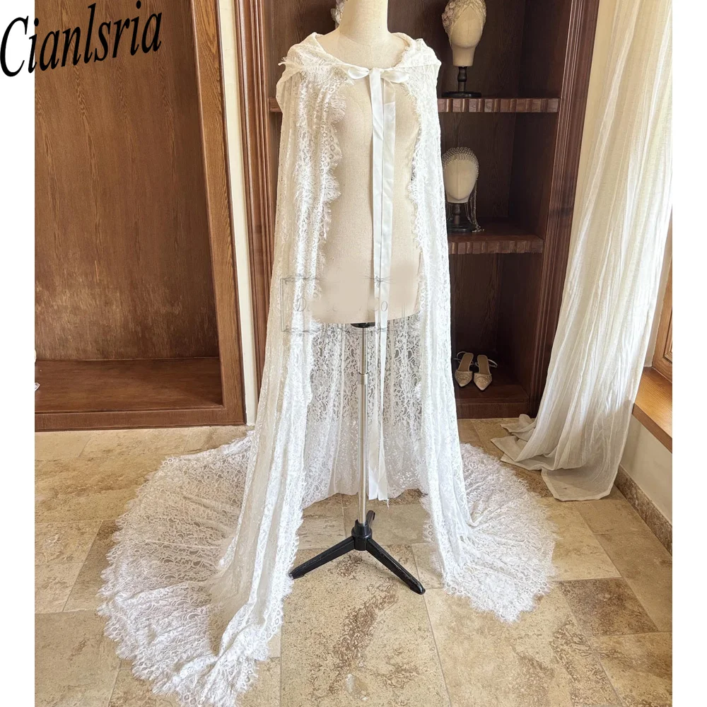 Lace Wedding Cape Lace Bridal Cloak Floor Length Elegant Fashion Bridal Jacket With Hood