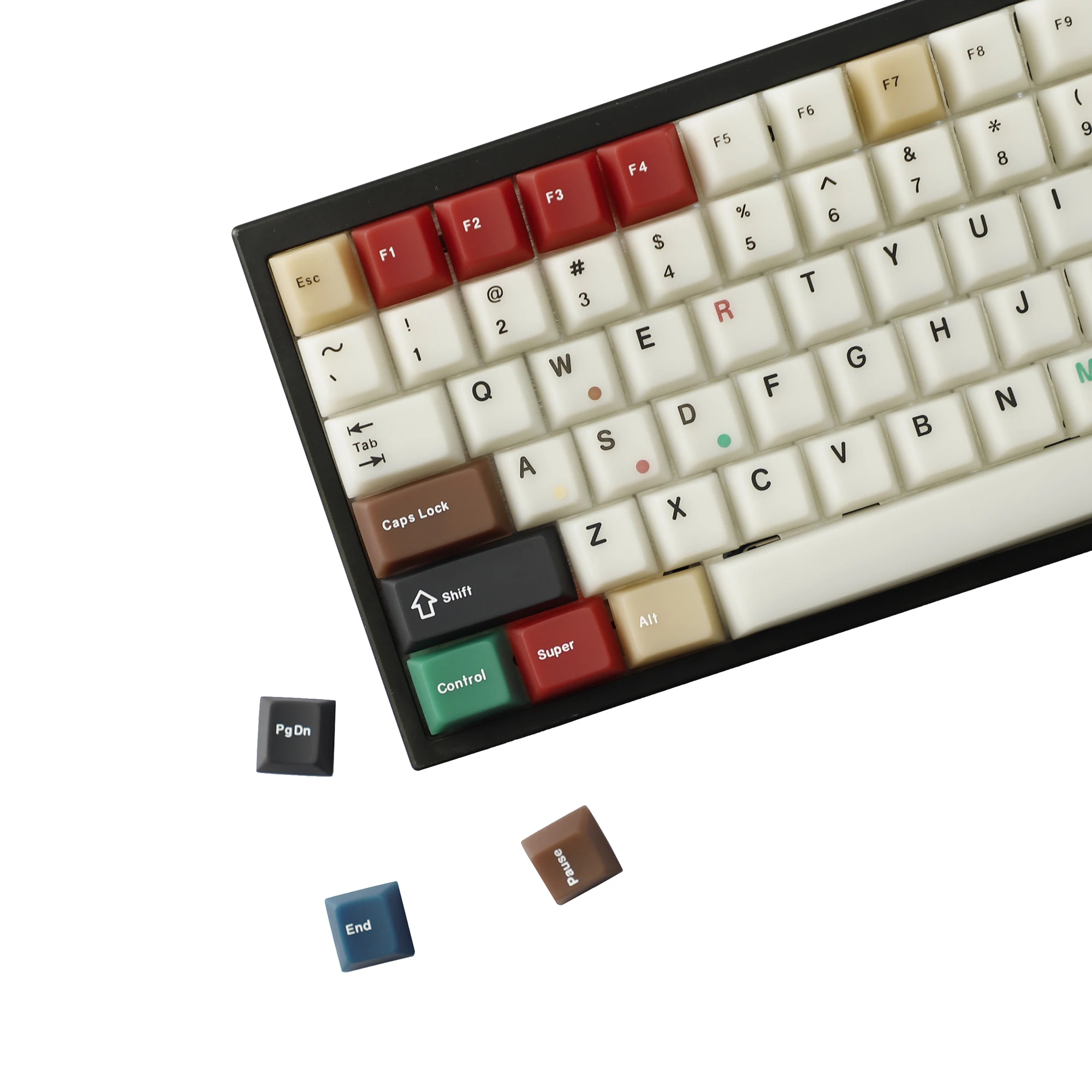 Ymdk luz de nevoeiro retrô jade macio lâmpada mista perfil cereja pc teclas personalizadas para teclados mecânicos 61/64/68/84/87/96/104/108 mx