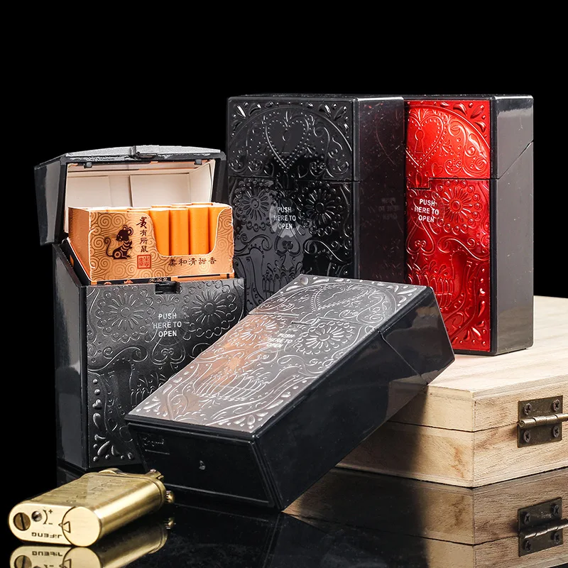 20 Sticks Cigarettes Cases Cover Skull Plastics Cigarette Case Smoking Box Pocket Tobacco Pack Cover Cigarette Container