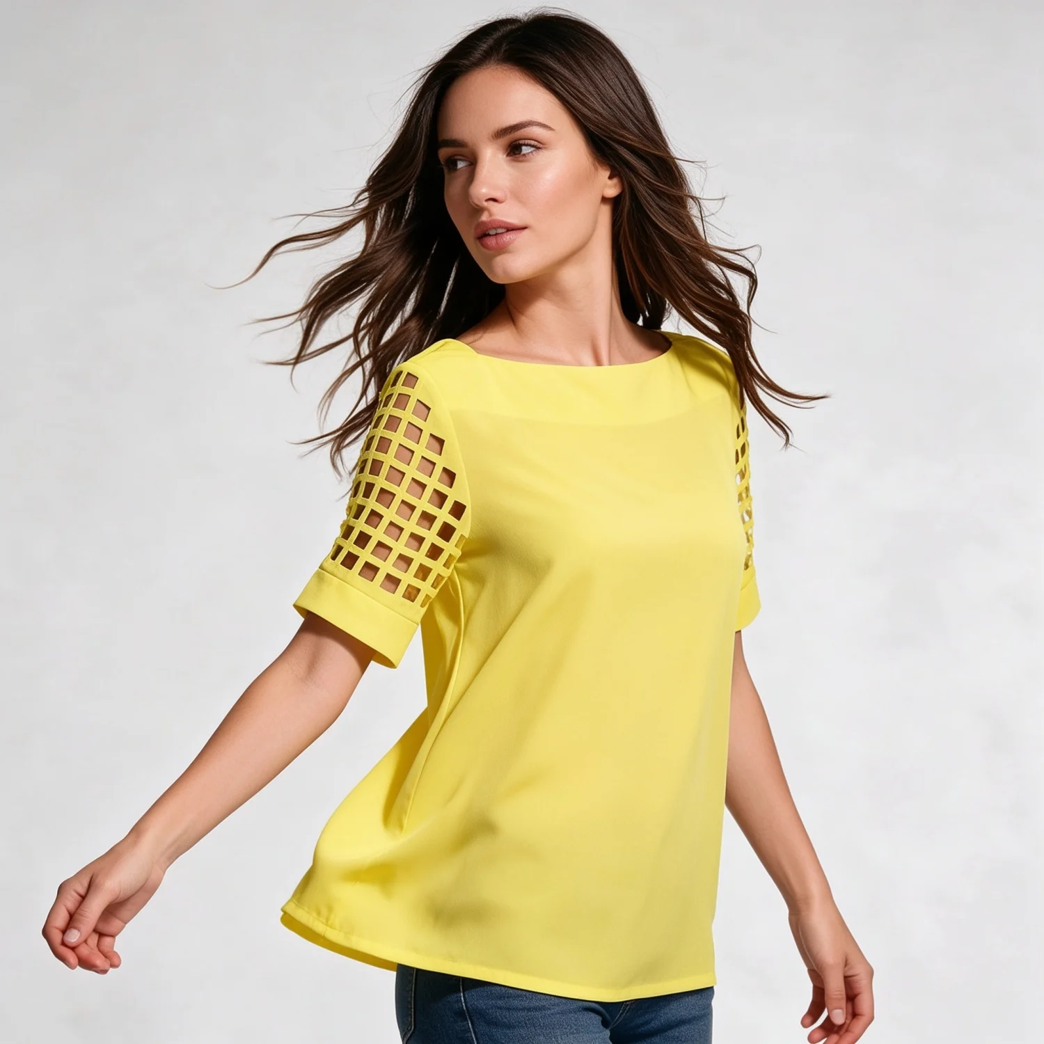 Loose Fit Women Royal Blue Blouse Hide Belly Short Sleeve Square Neck Chiffon Shirt Summer Casual Slimming Office Top