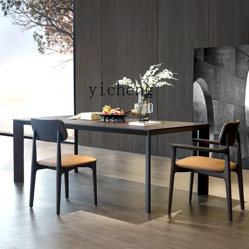 D24 About Modern Minimalist Light Luxury Smoked Oak Dining Table Dining Table Restaurant Furniture Rectangle
