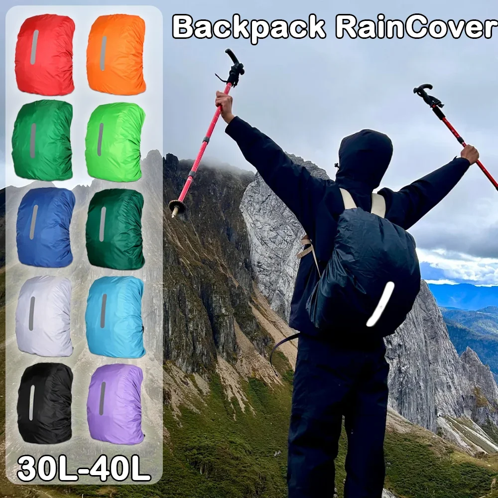 

30-40L Reflective Strip Bags Cover Outdoor Hiking Backpacks Waterproof Rain Cover Camping Tactical Backpack Cover Climbing