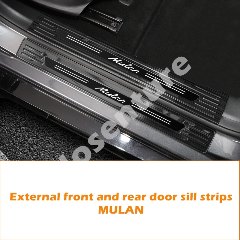 Stainless Steel Door Entry Guard Plate Cover Trim Accessories Decoration Sticker For MG ZS MULAN Interior Outer Door Sill Plate