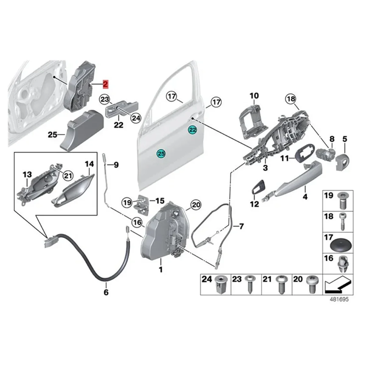 

51217229459 Car Left Rear Door Lock Push for BMW 2005-2016_A95E