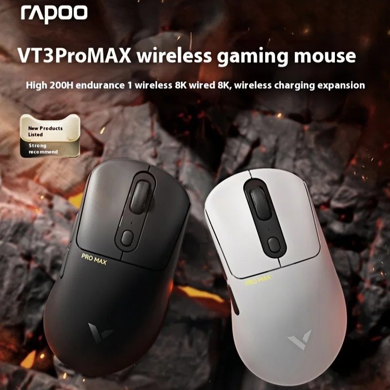 Rapoo VT3pro Max Wireless Mouse Wired Dual Mode Paw3950 4k 8k Return Rate Ergonomics Lightweight Gaming Mice PC Accessories