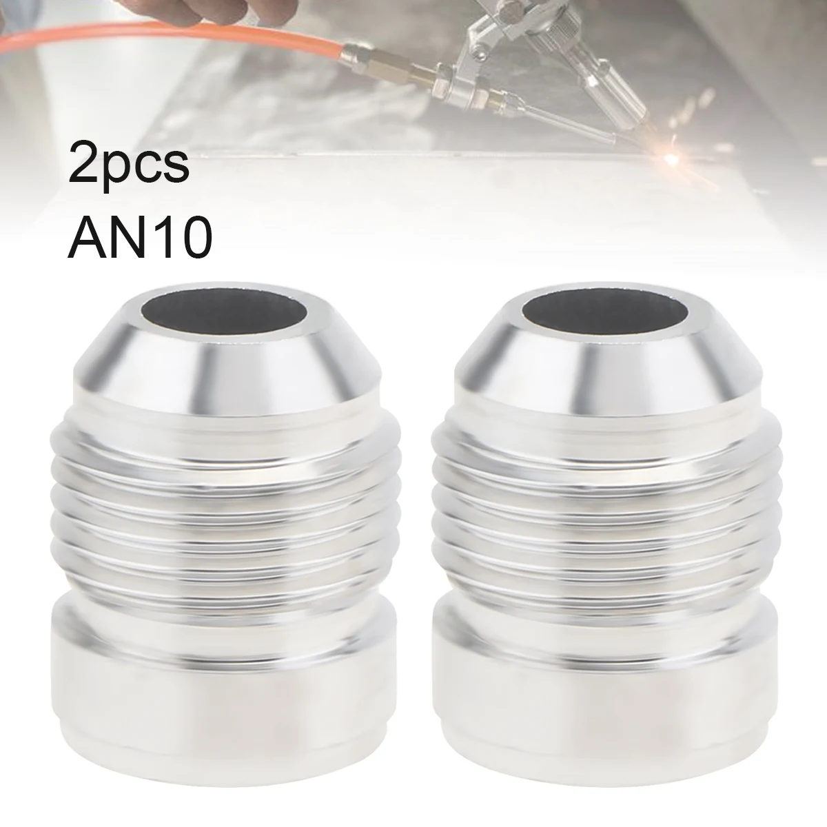 2pcs Aluminum Alloy 10AN Male Weld on Bung Fitting 10AN Male Flare Weldable Fuel Tank Fitting Adapter Connector