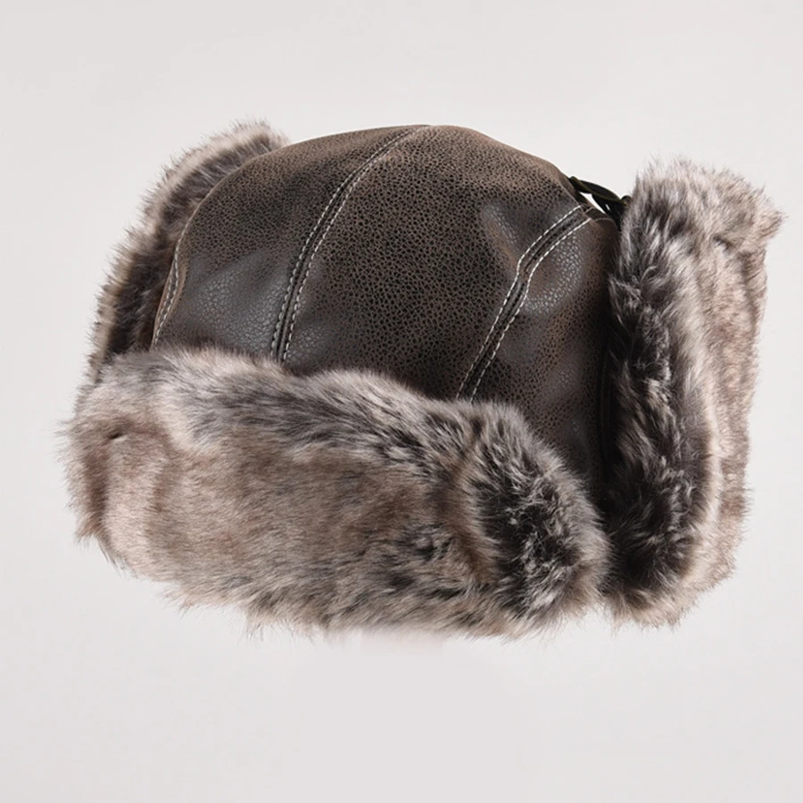 Winter Bomber Hat Men Women\'s Pilot Aviator Trapper Hat  Outdoor Motorcycle Windproof Warm Faux Fur Earflap Hat