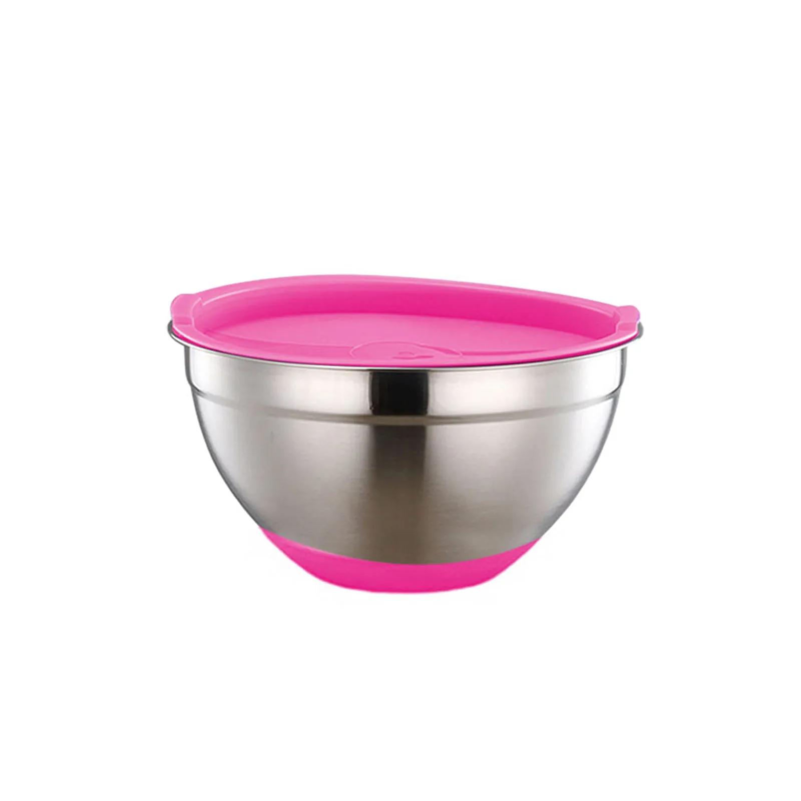 

Cooking Tray Salad Bowl Stainless Steel Tableware With Silicone Bottom Lid Cold Noodle Bowl Fruit Salad Bibimbap