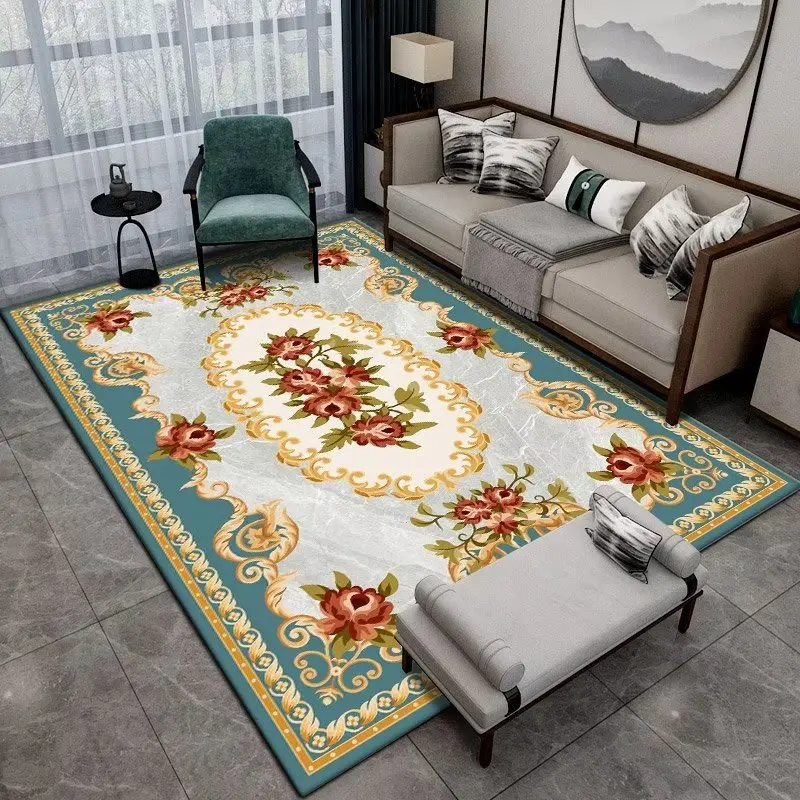 Oriental Flower Style Carpets Simplicity Living Room Decoration Large Area Rugs Washable Soft Bedroom Anti-slip Office Gold Mats