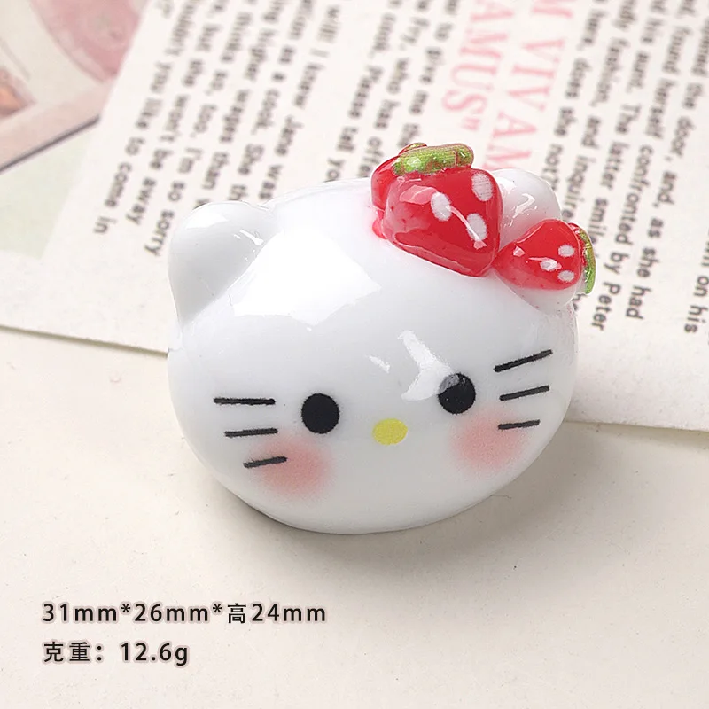 10/50PCS Cartoon DIY Fruit Big Head Cat Resin Accessories Accessories Cream Gel Hair Clip Keychain Pendant Accessories - view 6