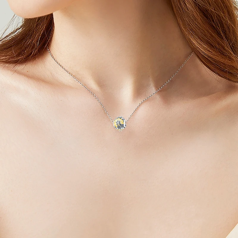 925 Sterling Silver Yellow Bee Flower Pendant Charm Fit  Charms Bracelets Women DIY Jewelry Gift image 6