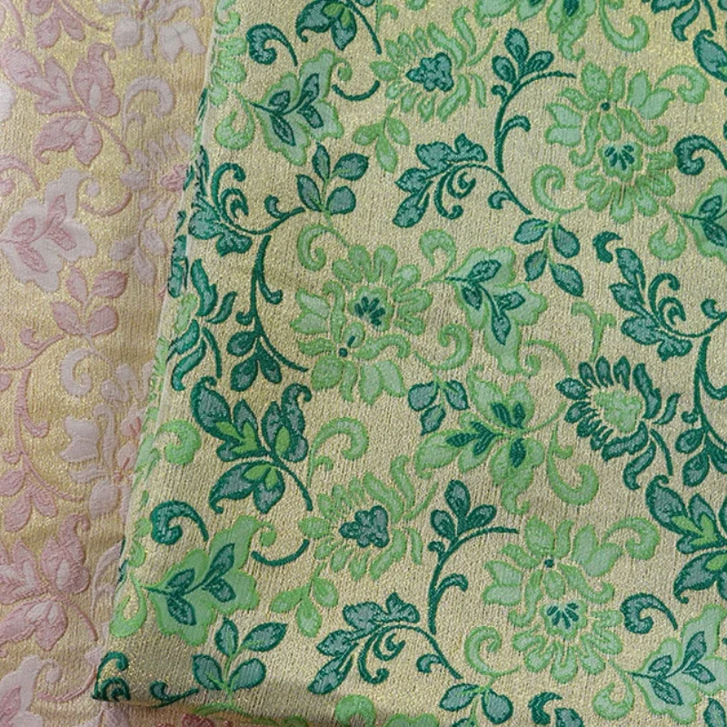 

Gold Silk Yarn-dyed Jacquard Fabric Spring Autumn Women's Dress Shirt Shawl Fashion Apparel Sewing Decorative Cloth by the Meter