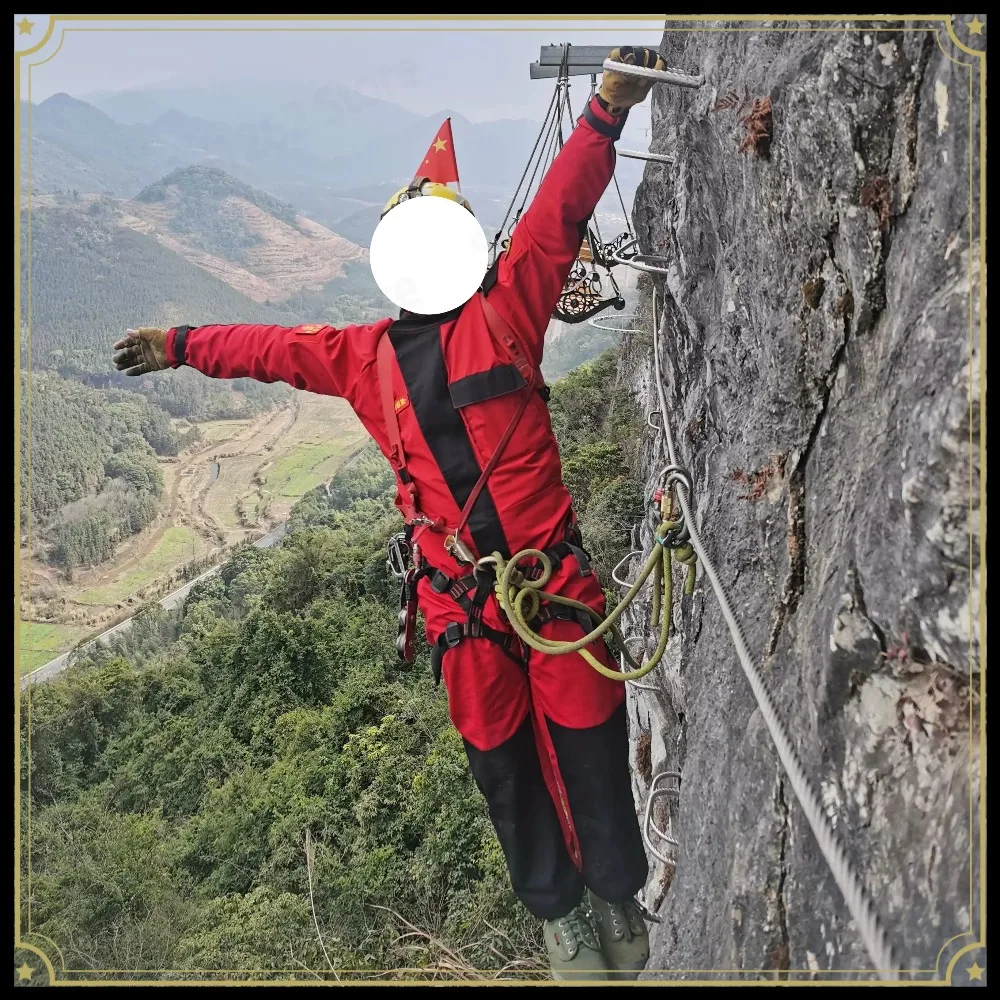 Red Coverall Caving Suit, Quick Dry Breathable Abrasion Resistant Overall for Cave Exploration